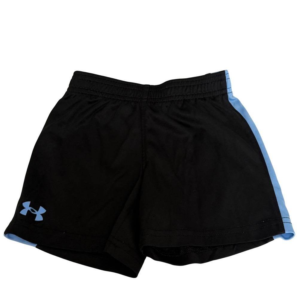 Under Armour Toddler Boys Black Light Blue Athletic Shorts Size 2T Side‎ Stripe